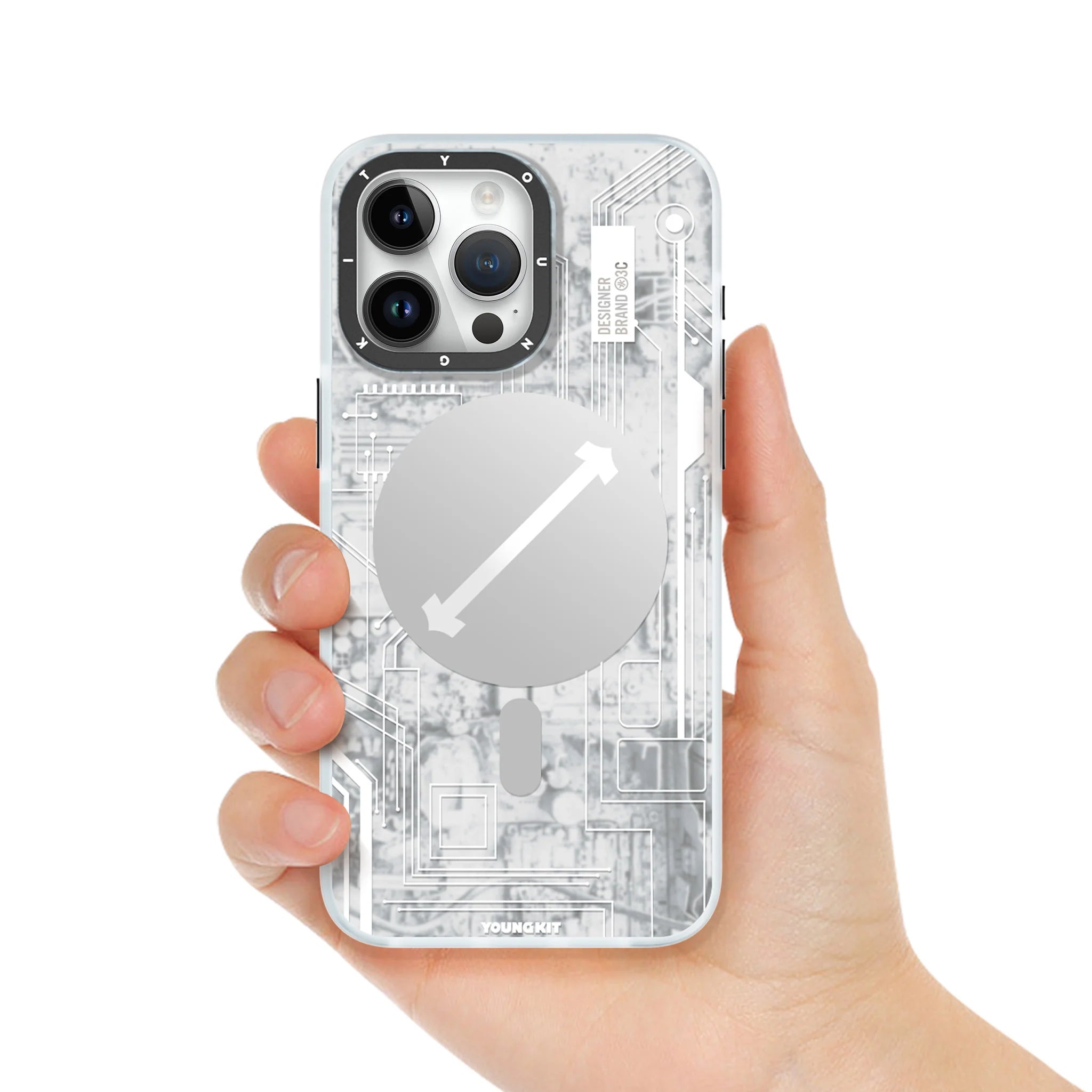 Futuristic Grey Circuit Board Magsafe - iPhone Case