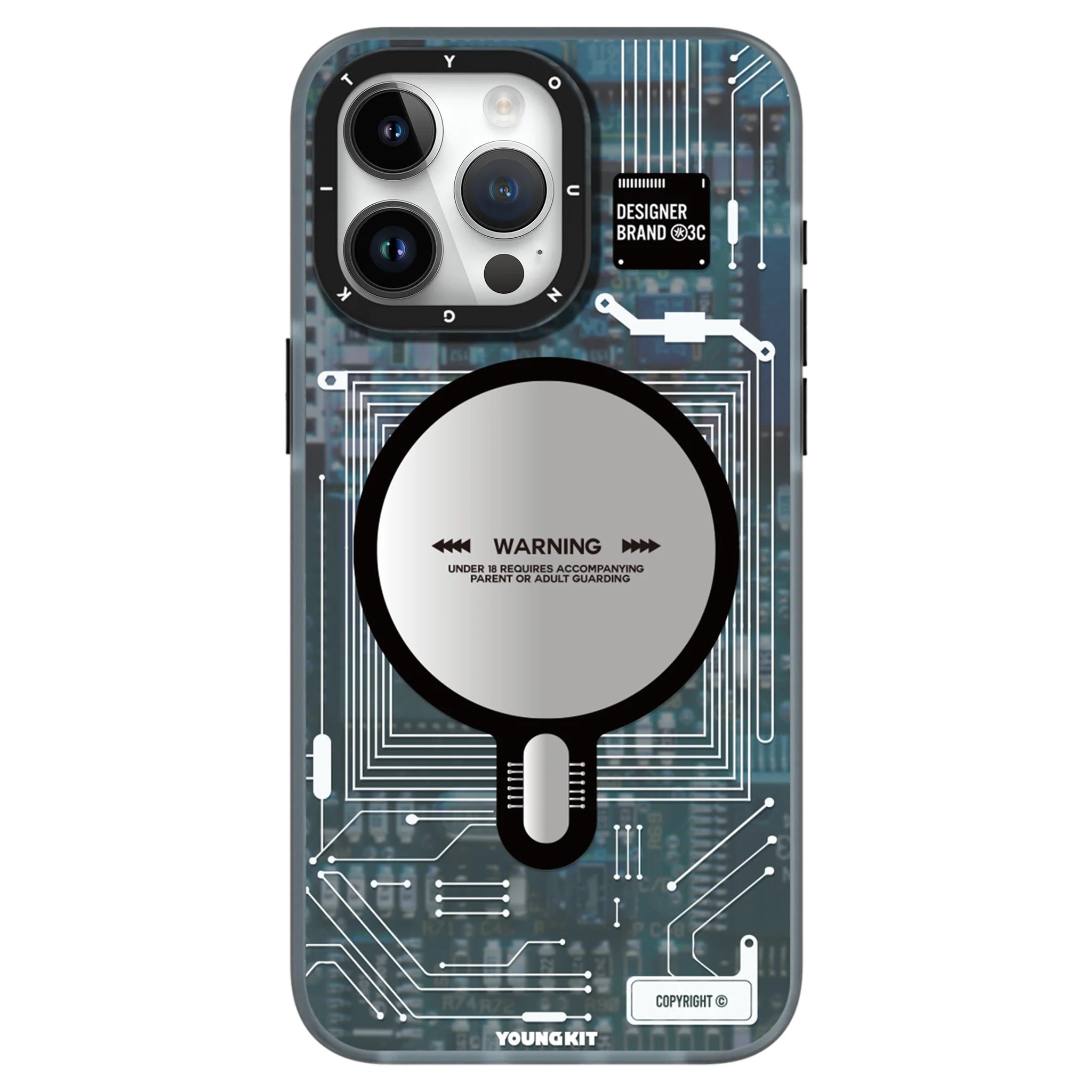 Futuristic Grey Circuit Board Magsafe - iPhone Case