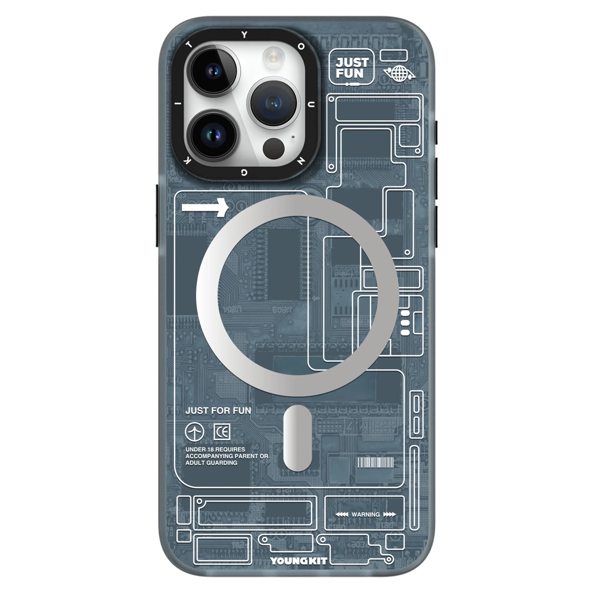 Futuristic Grey Circuit Board Magsafe - iPhone Case