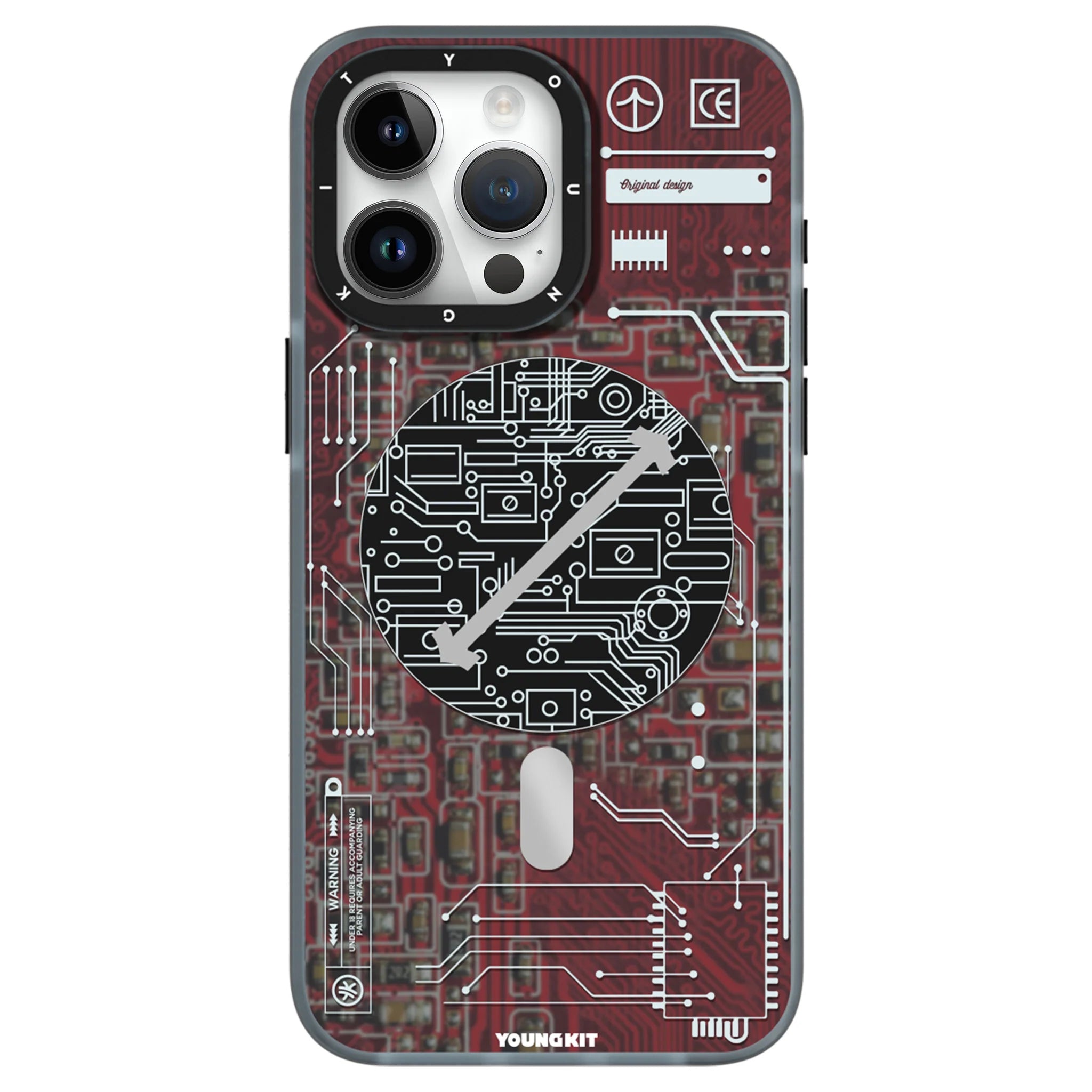 Futuristic Grey Circuit Board Magsafe - iPhone Case