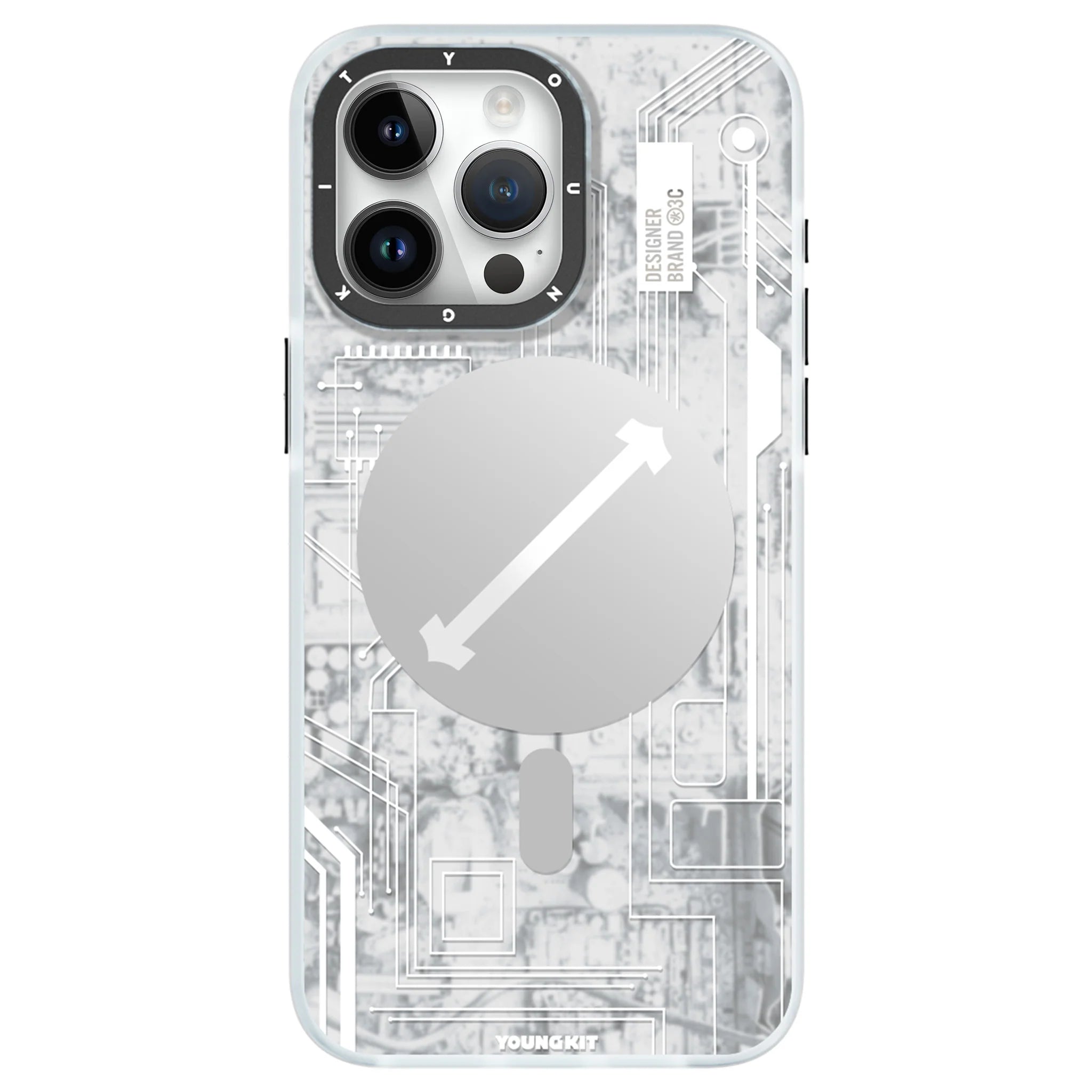 Futuristic Grey Circuit Board Magsafe - iPhone Case