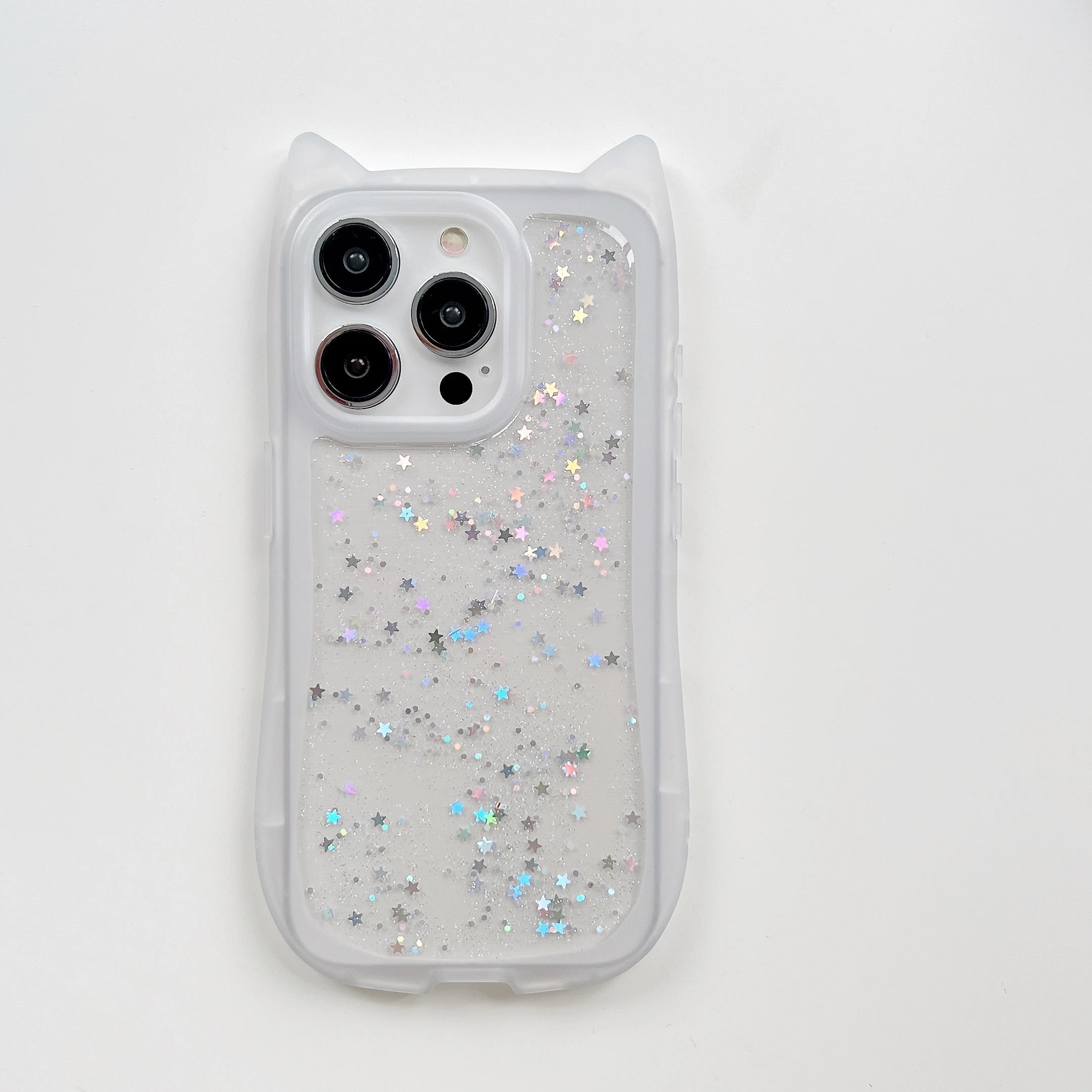 [WEB exclusive] Clear glitter cat ear case / R1842